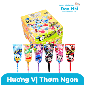 Kẹo Mút Mickey Popcan Glico Không Gây Sâu Răng Vị Trái Cây Nhật Bản